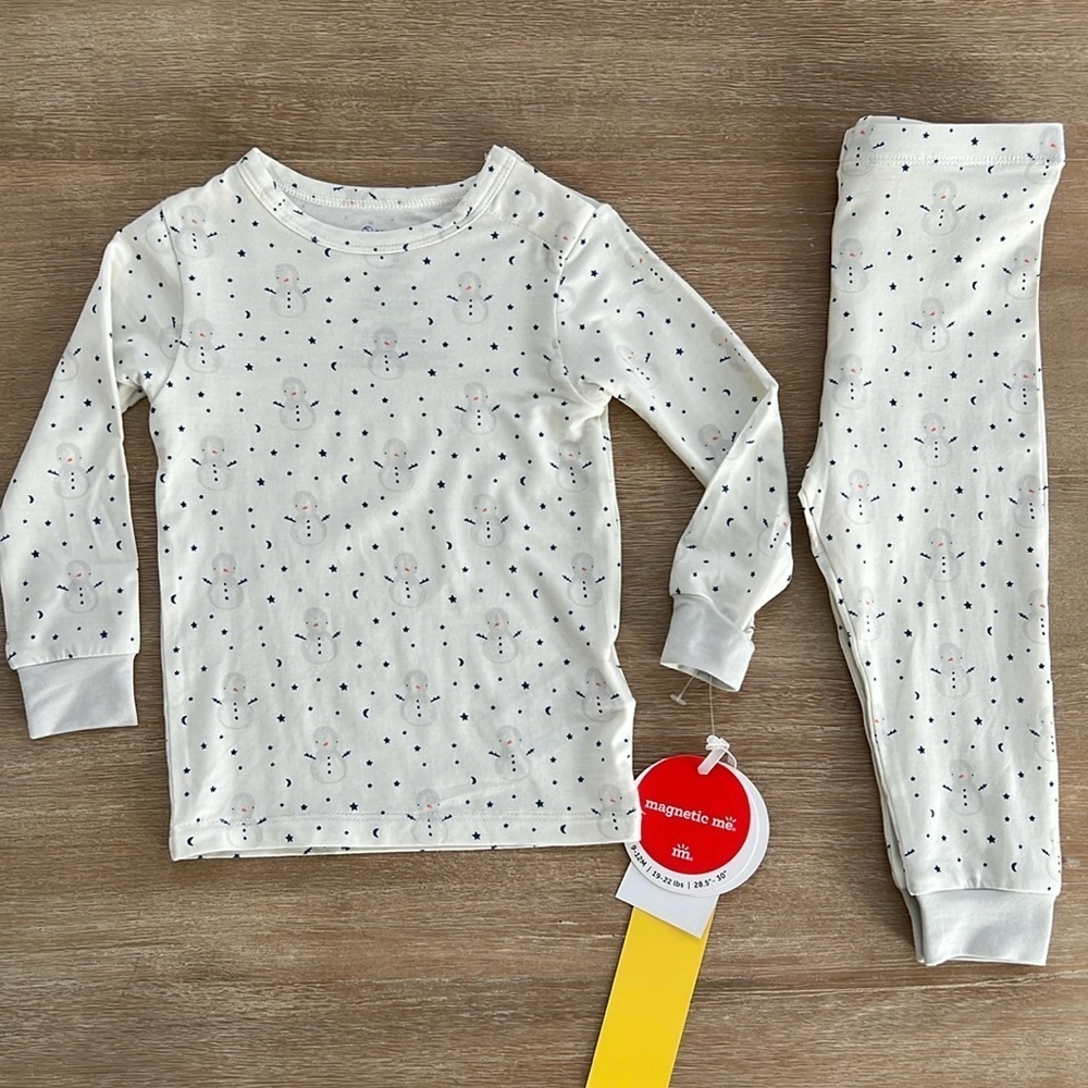 🎄Magnetic Me No Drama Toddler Pajama Set 9-12 months 4 Holiday Snowman
